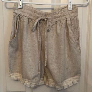 Cream linen Shorts